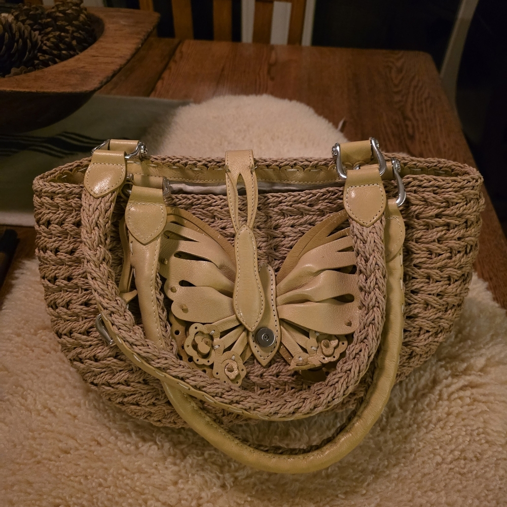 Brighton Butterfly Accent Woven Tote Bag